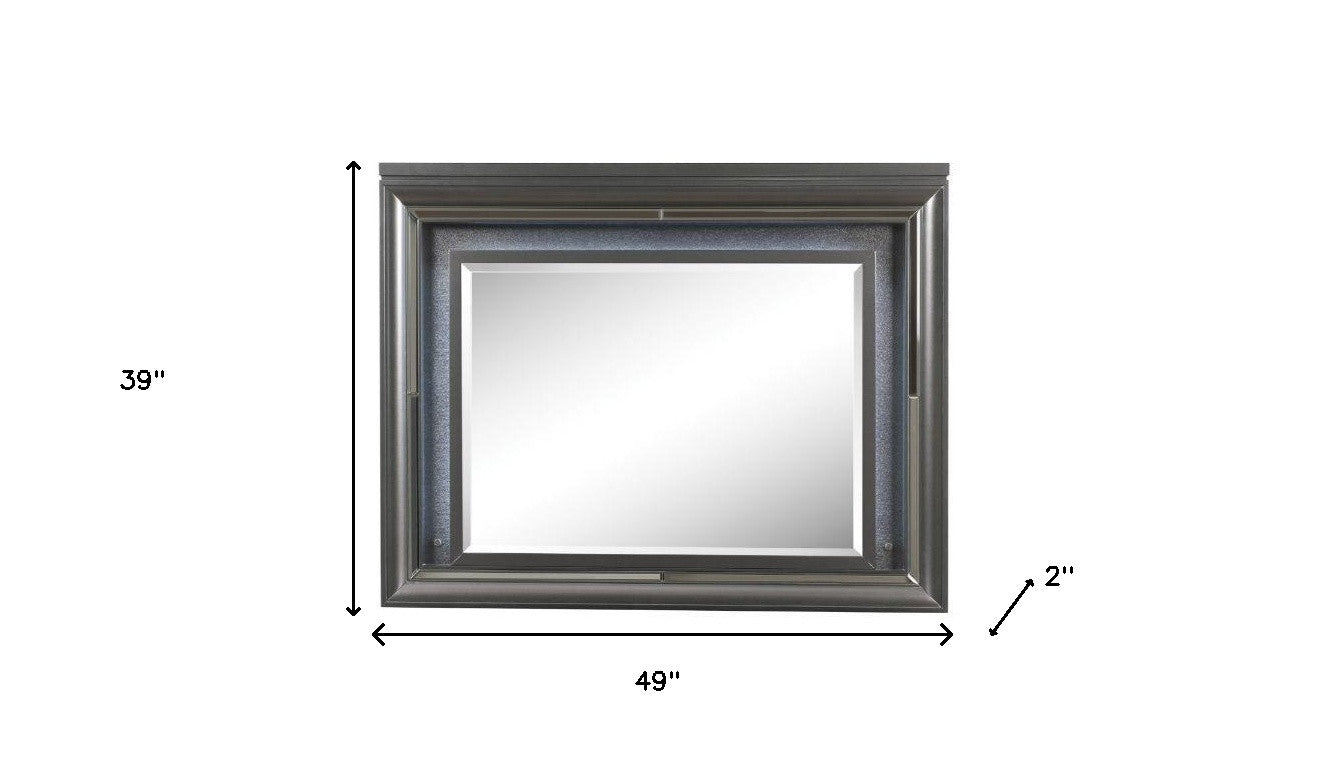 39" Metallic Gray Lighted Arch Dresser Mirror
