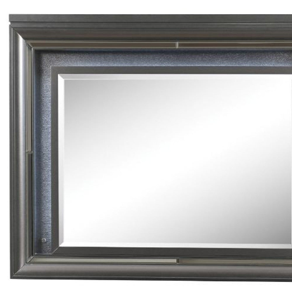 39" Metallic Gray Lighted Arch Dresser Mirror