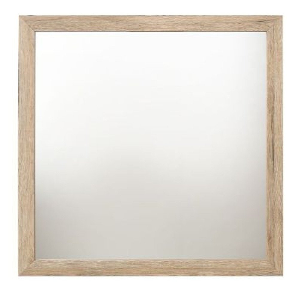 40" Natural Square Wood Framed Accent Mirror