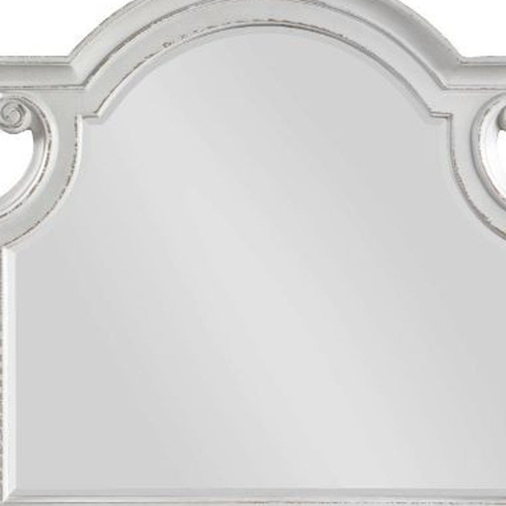 43" Antique White Irregular Dresser Mirror