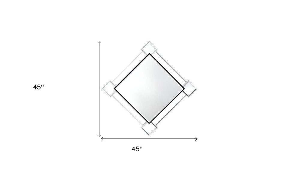 45" Gray And Black Abstract Metal Framed Accent Mirror