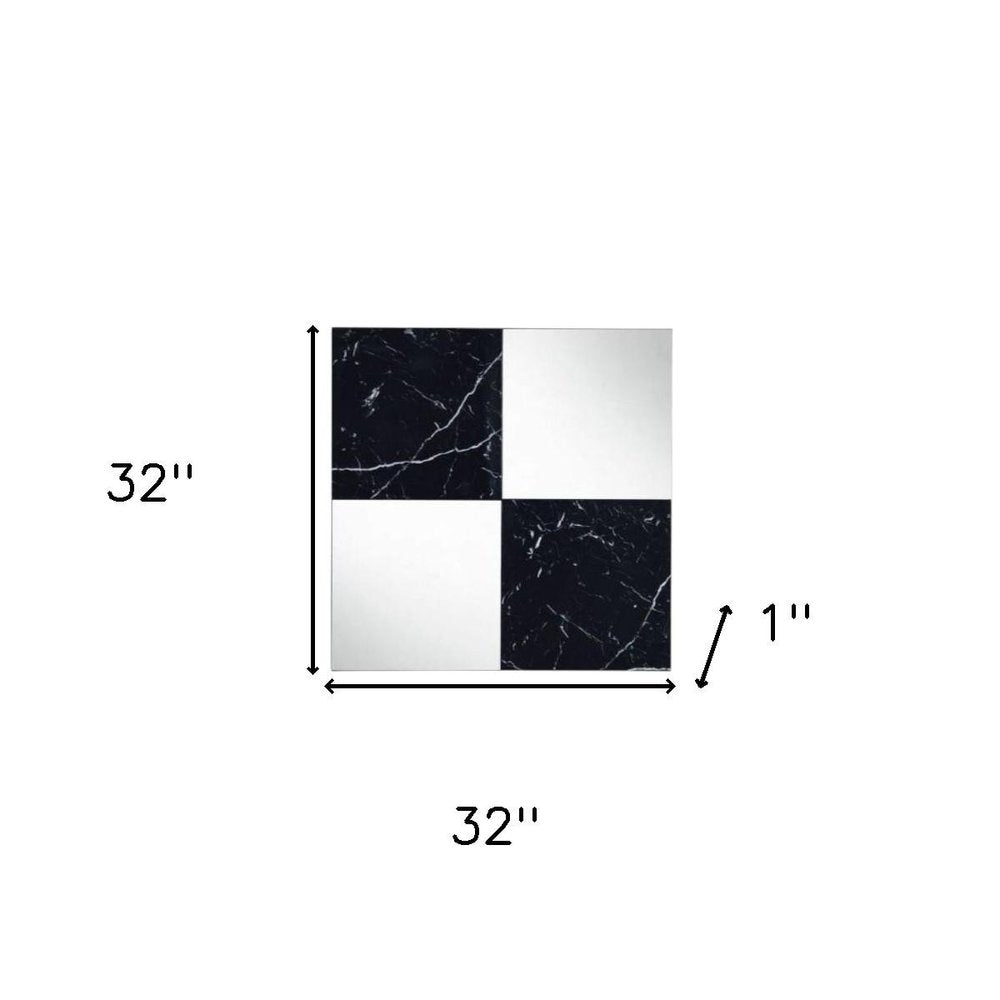32" Black And Gray Square Wood composite Framed Accent Mirror