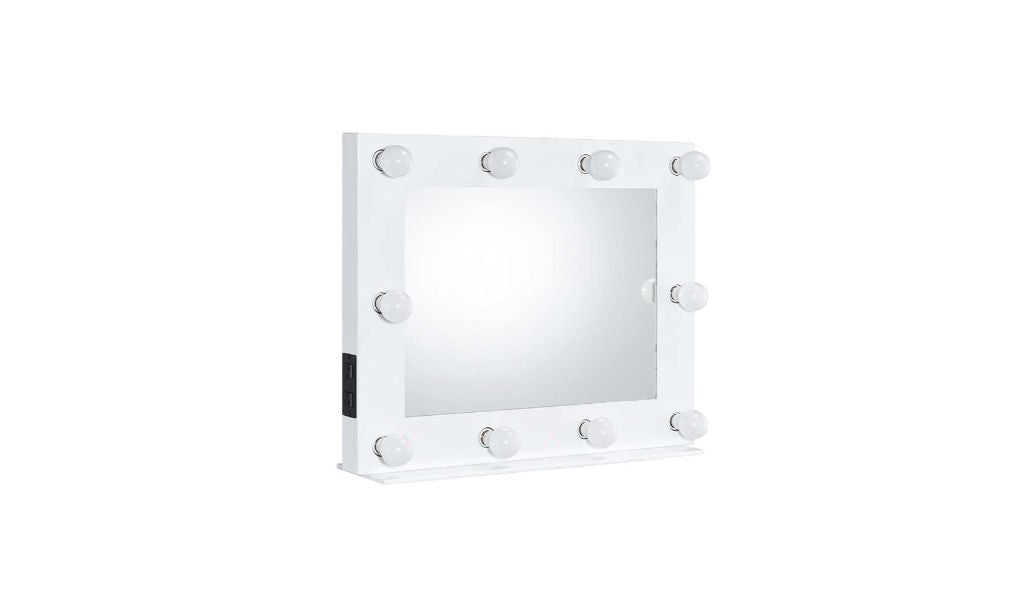 26" White Metal Framed Mounted Accent Mirror