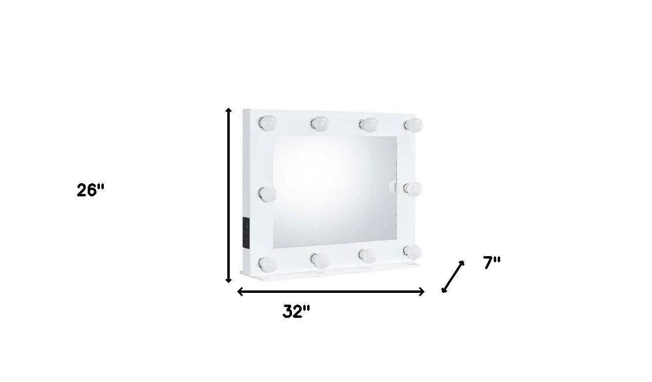 26" White Metal Framed Mounted Accent Mirror