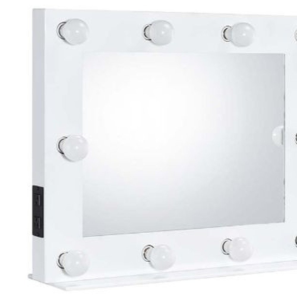 26" White Metal Framed Mounted Accent Mirror