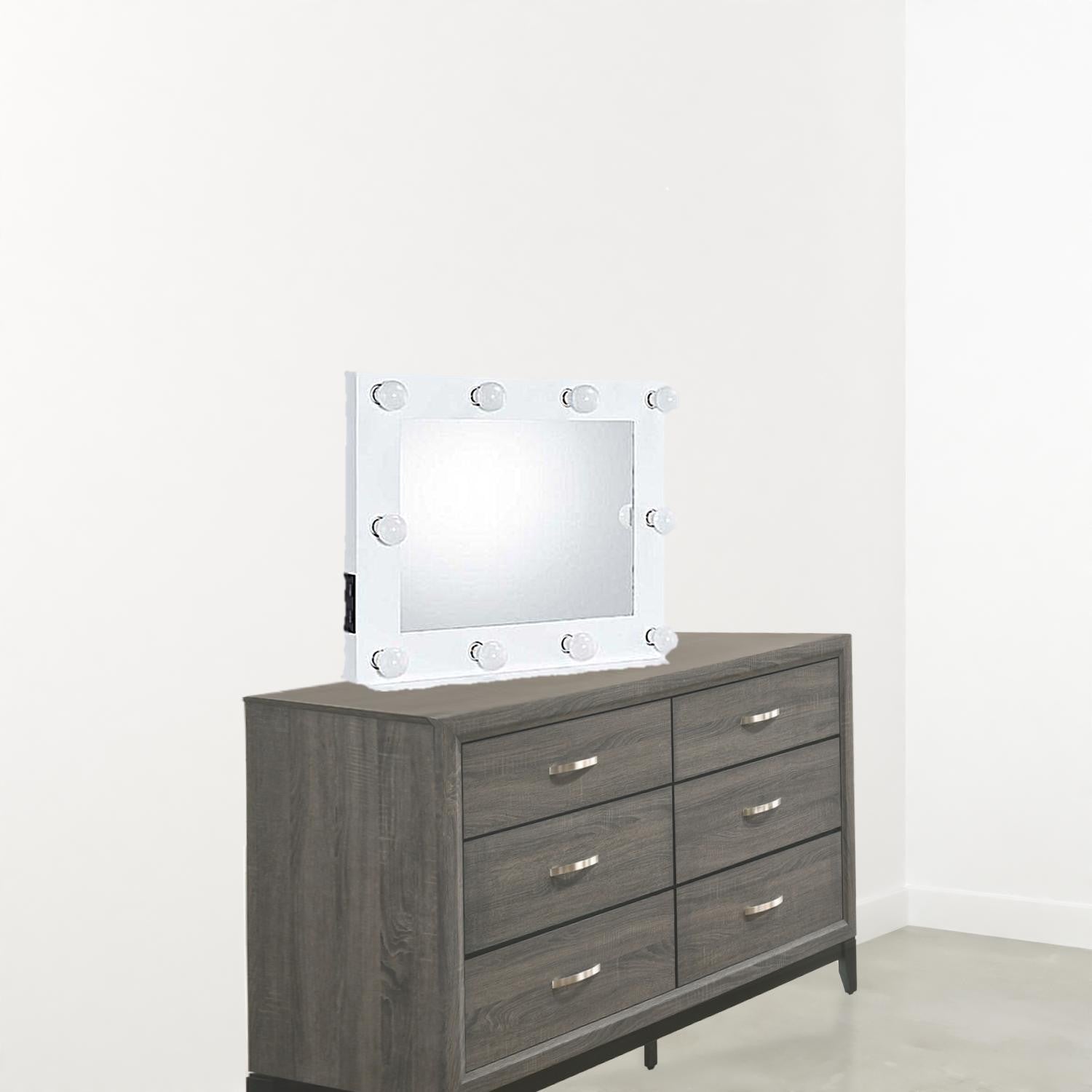26" White Metal Framed Mounted Accent Mirror