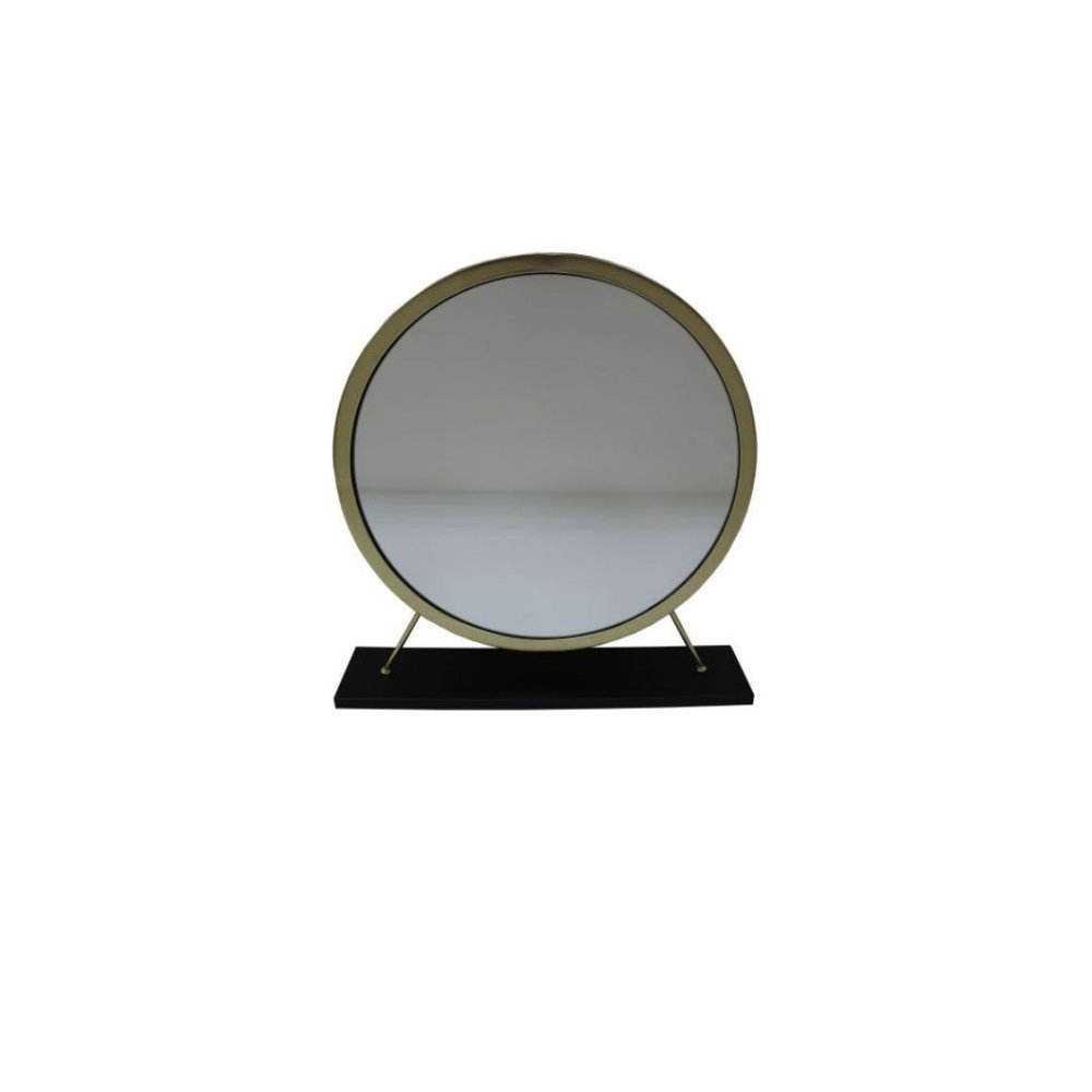 19" Brass Round Metal Framed Freestanding Mirror