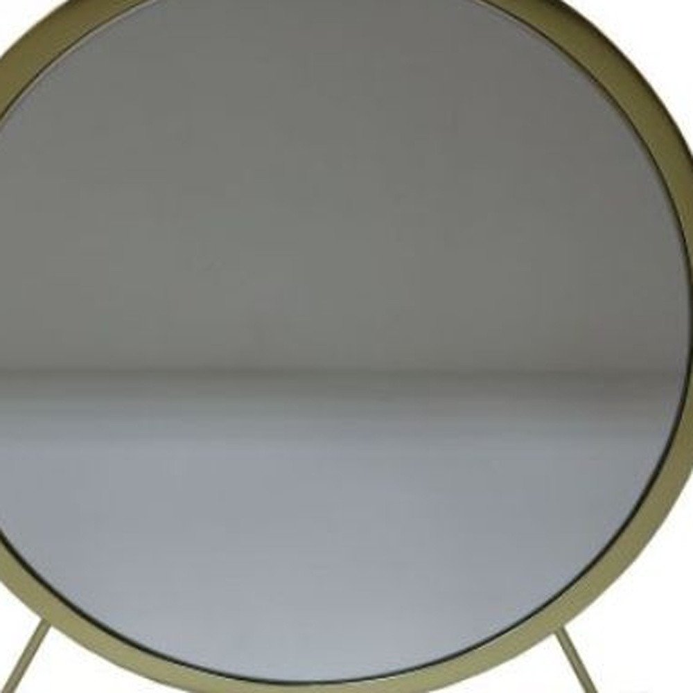 19" Brass Round Metal Framed Freestanding Mirror