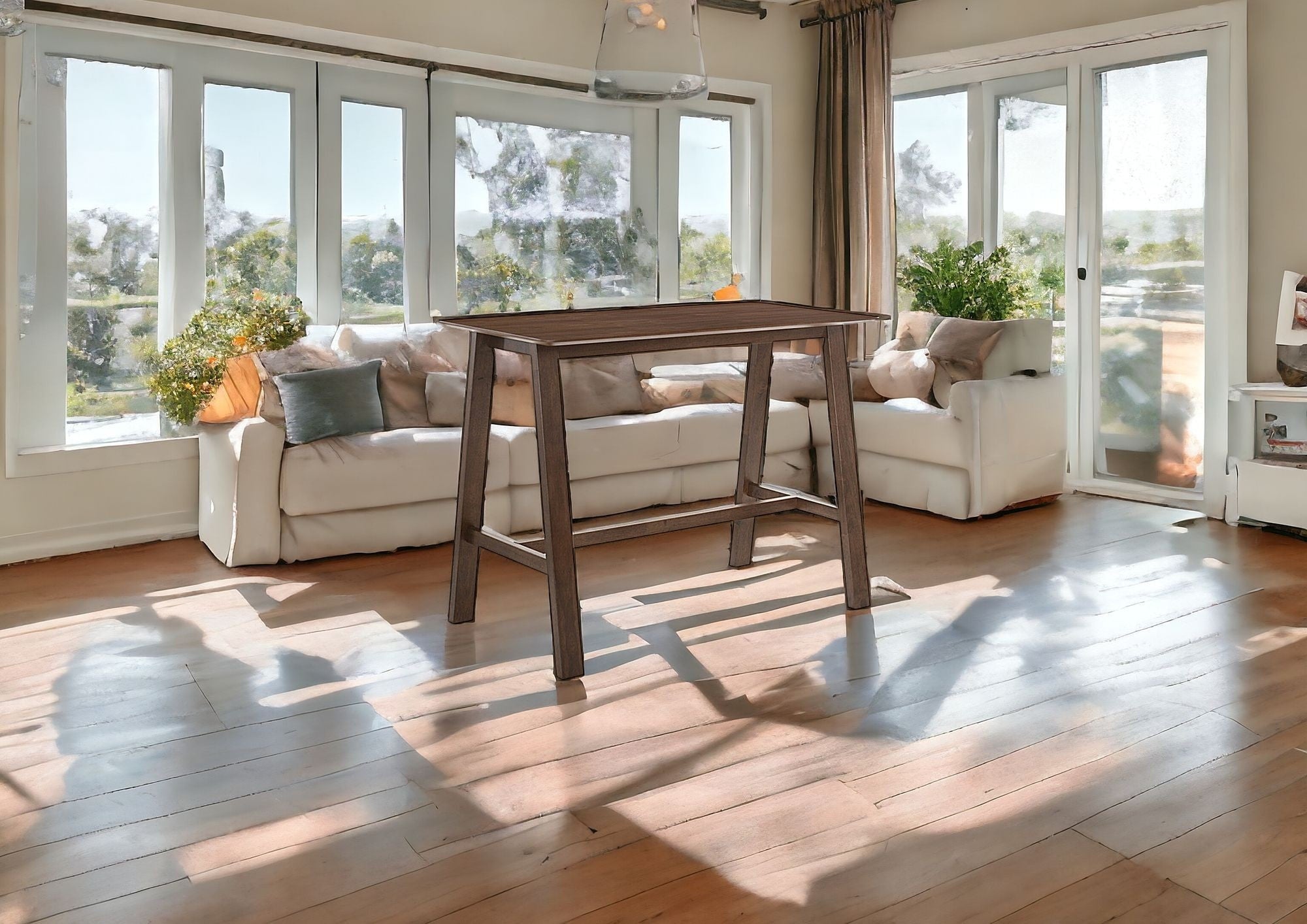 47" Walnut Rectangular Counter Height Wood Dining Table