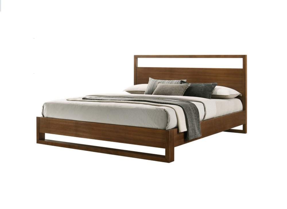 Brown Wood King Bed Frame