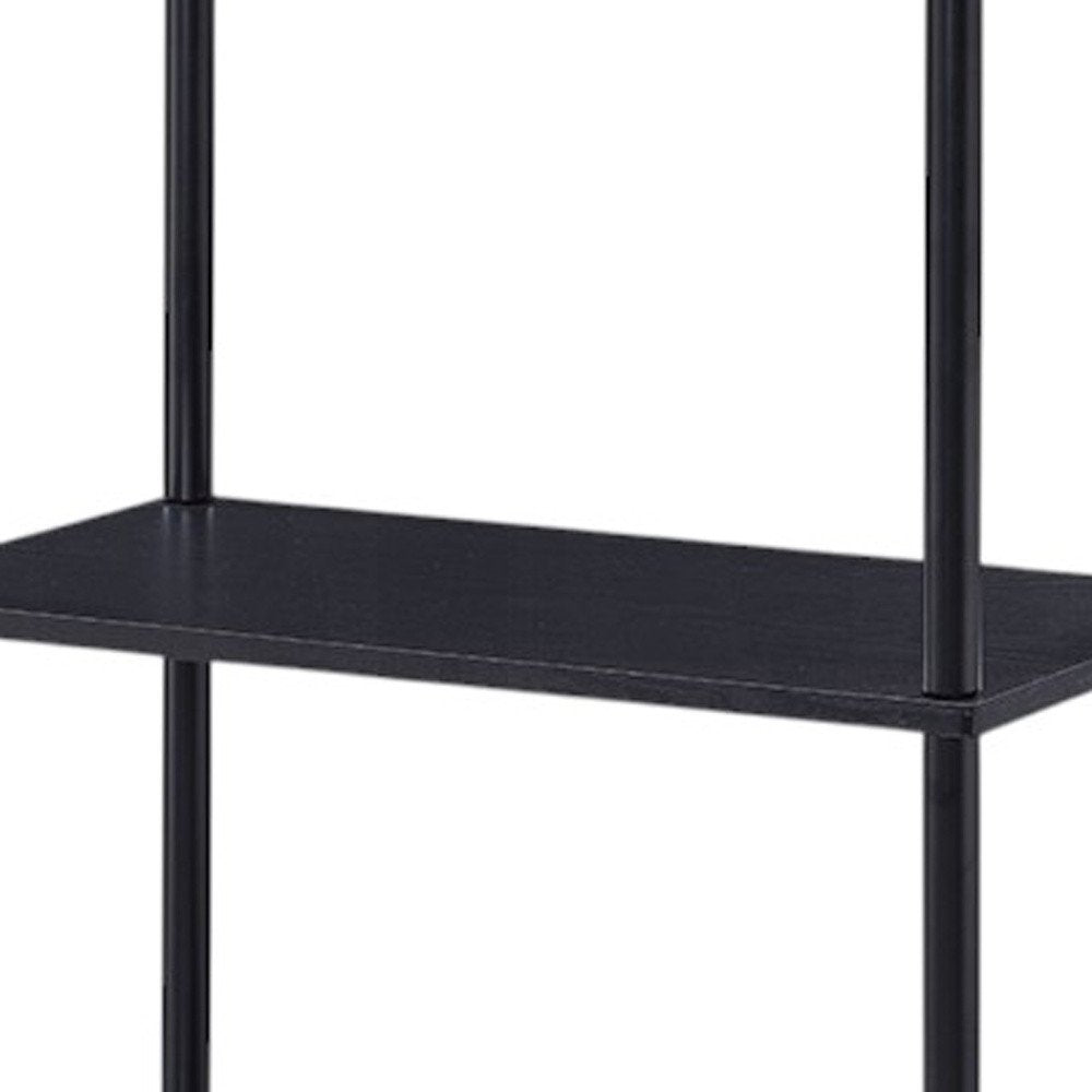 44" Black Metal and Wood Four Tier Etagere Bookcase