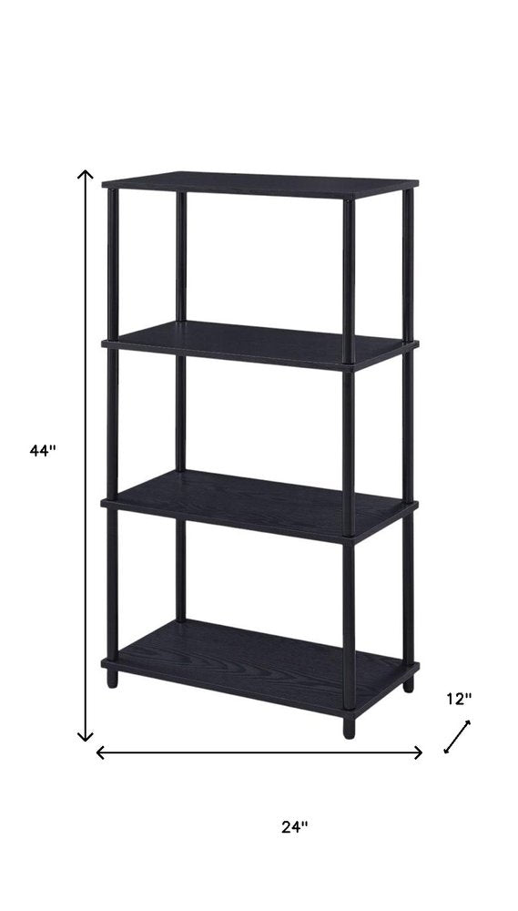 44" Black Metal and Wood Four Tier Etagere Bookcase