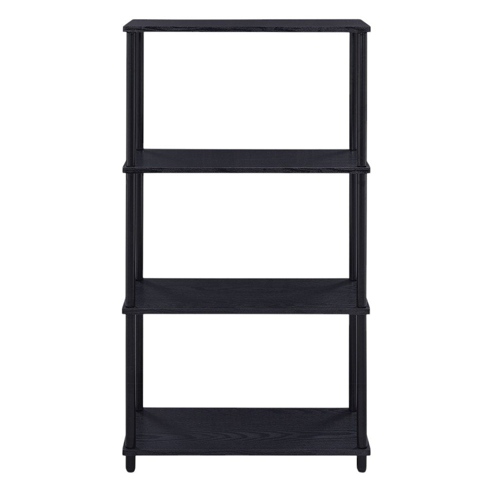44" Black Metal and Wood Four Tier Etagere Bookcase