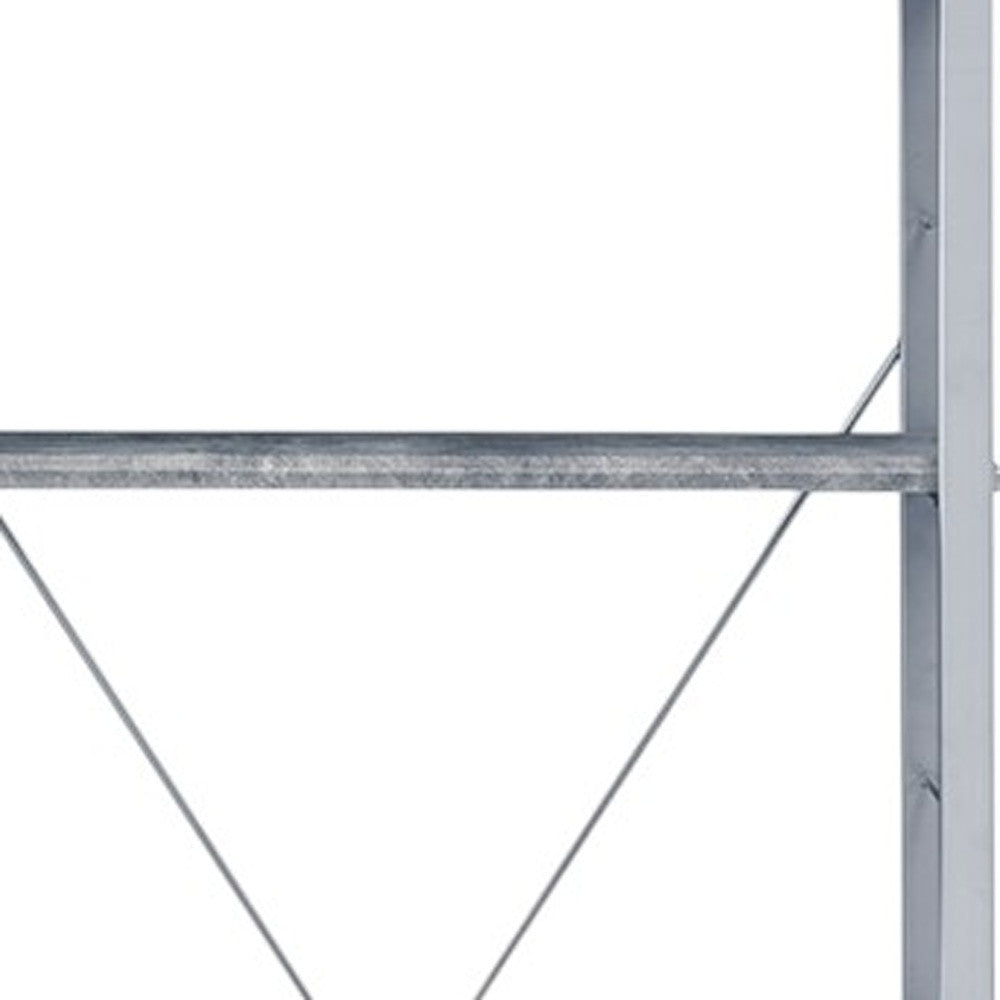 54" Gray And Silver Metal and Wood Four Tier Etagere Bookcase