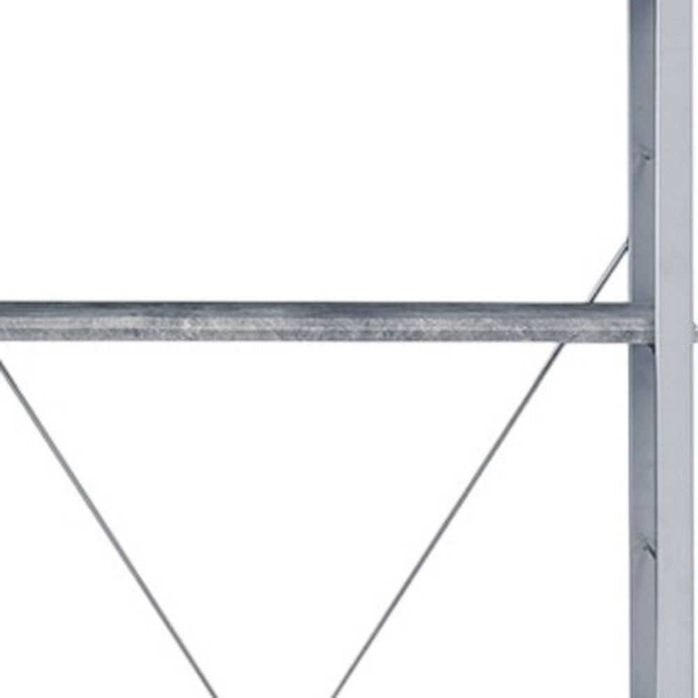 54" Gray And Silver Metal and Wood Four Tier Etagere Bookcase