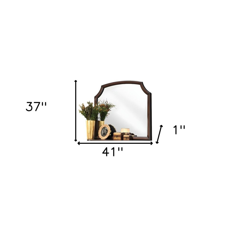 37" Espresso Abstract Wood Framed Mounted Dresser Mirror