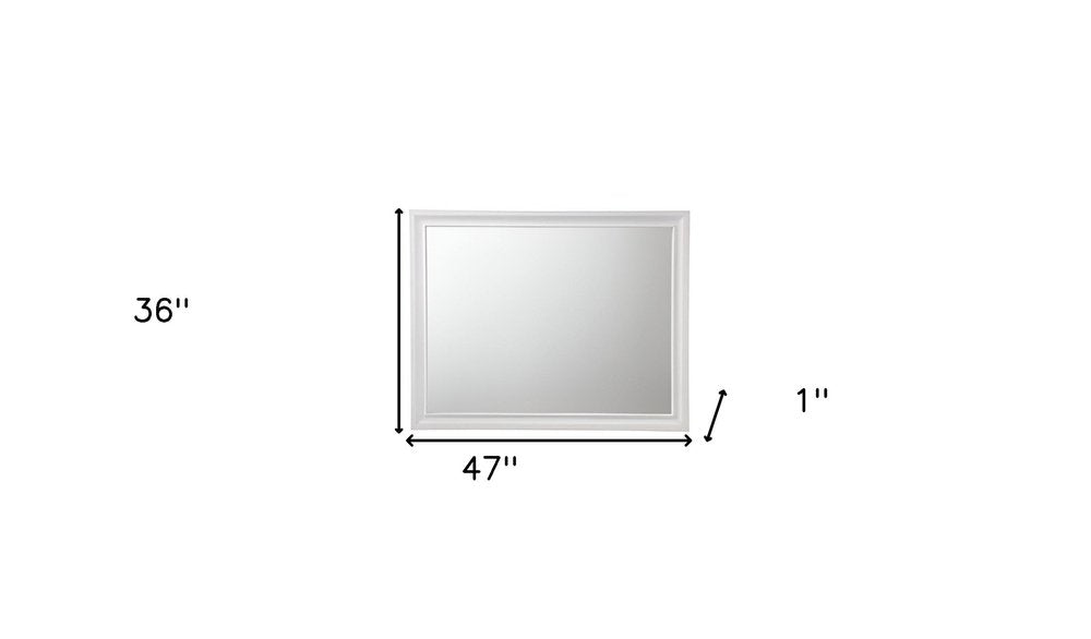 36" White Wood Framed Mounted Dresser Mirror