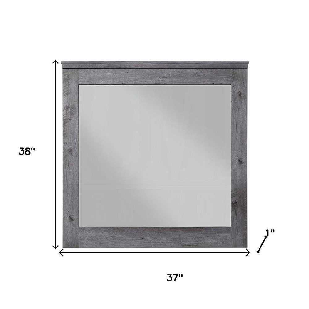 38" Square Wood Framed Mounted Dresser Mirror