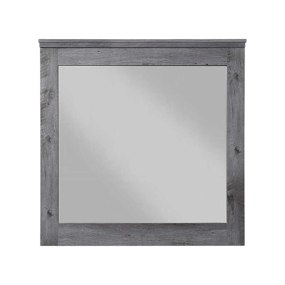 38" Square Wood Framed Mounted Dresser Mirror