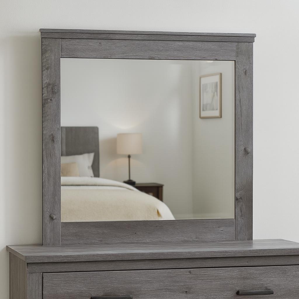 38" Square Wood Framed Mounted Dresser Mirror