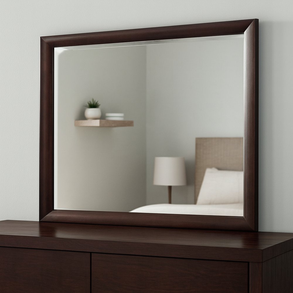 36" Merlot Wood Framed Mounted Dresser Mirror