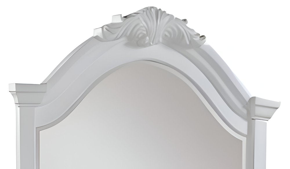 43" White Solid Wood Crowned Top Dresser Mount Framed Mirror