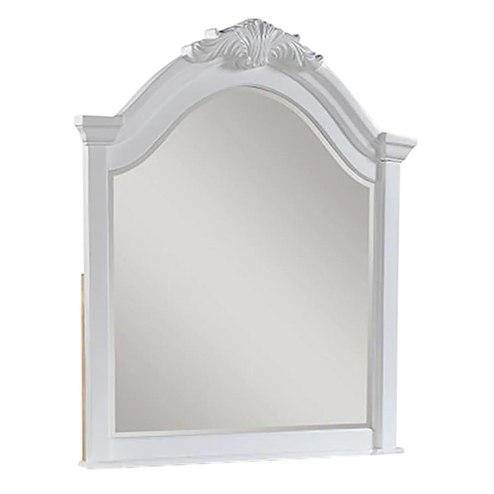 43" White Solid Wood Crowned Top Dresser Mount Framed Mirror