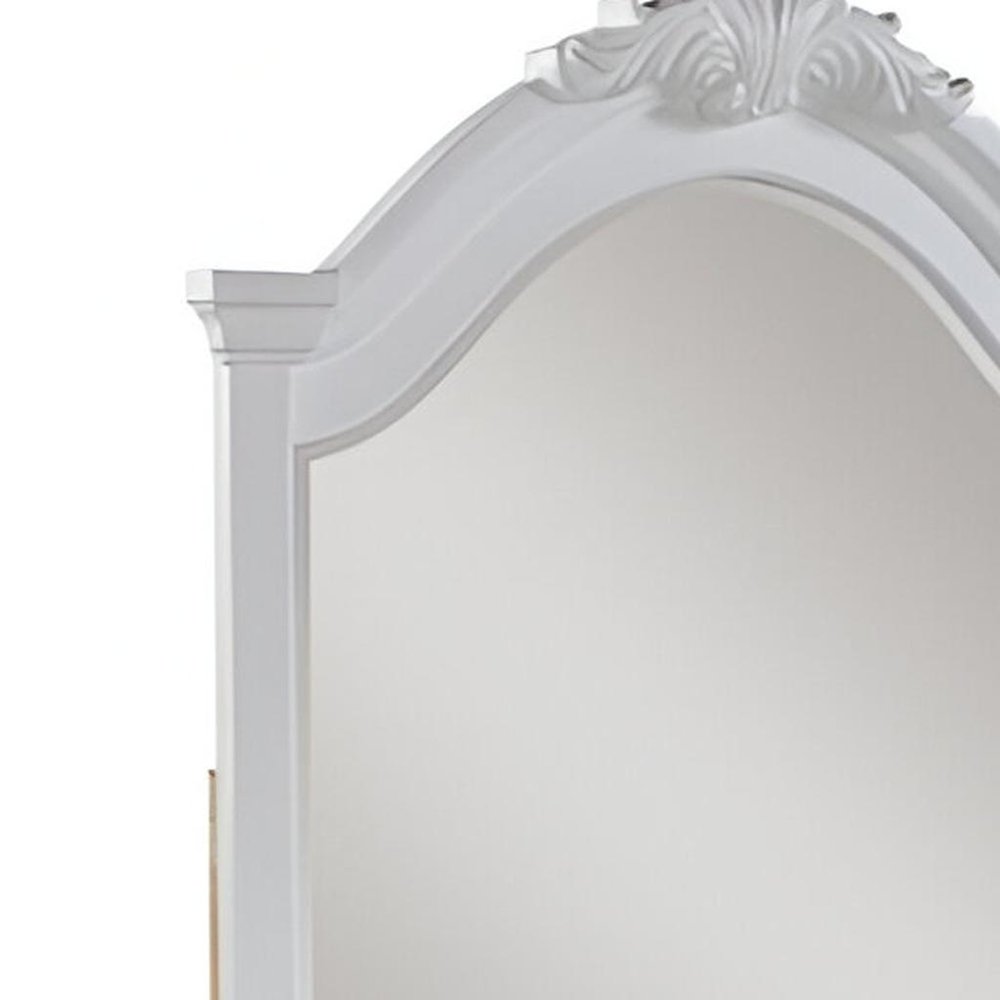 43" White Solid Wood Crowned Top Dresser Mount Framed Mirror