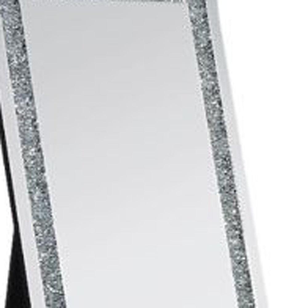 63" Mirrored & Faux Diamonds Cheval Standing Mirror