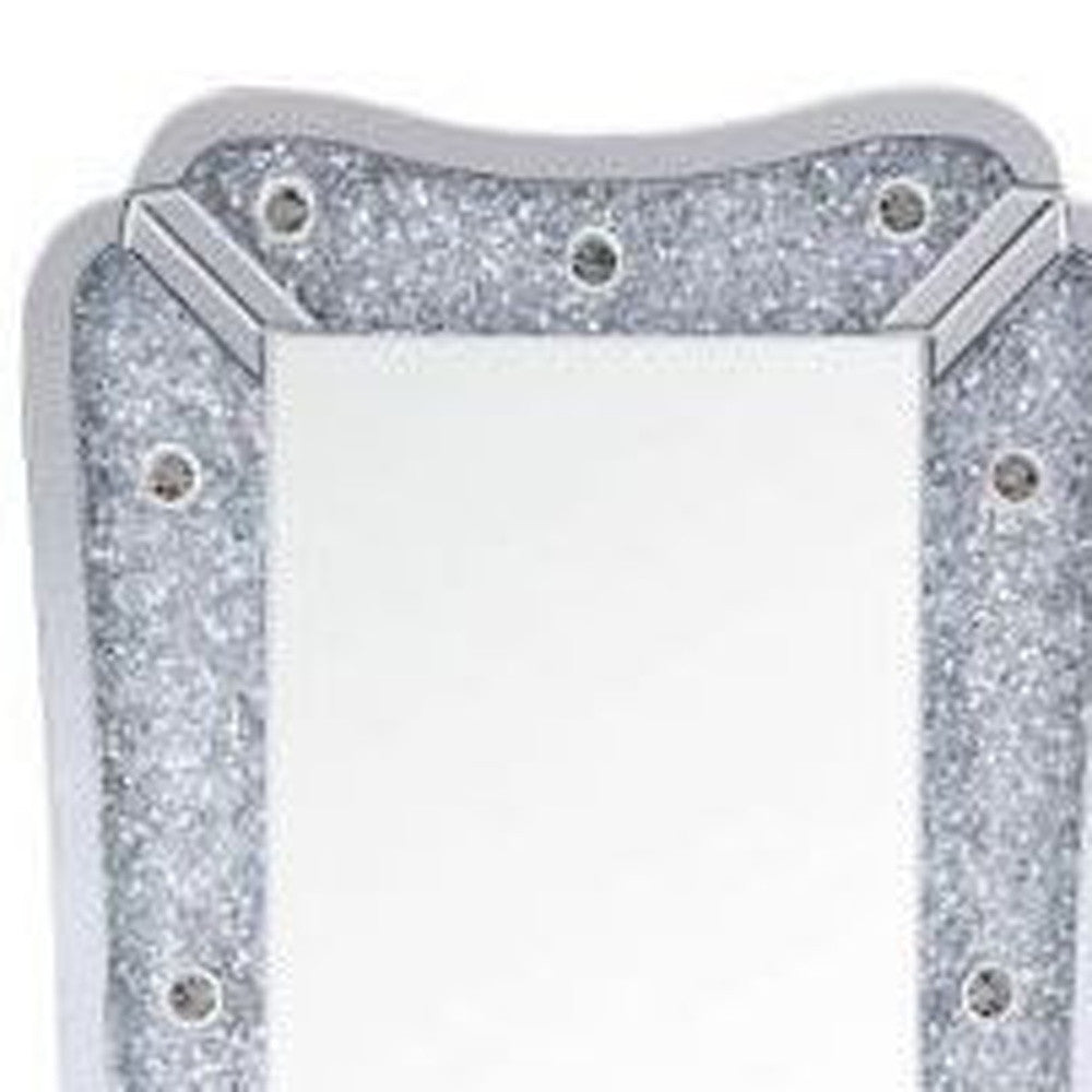63" Mirrored & Faux Diamonds Lighted Accent Mirror