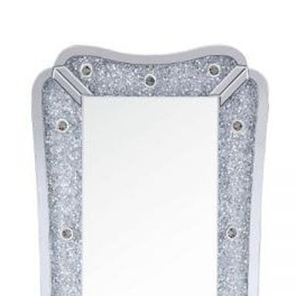 63" Mirrored & Faux Diamonds Lighted Accent Mirror