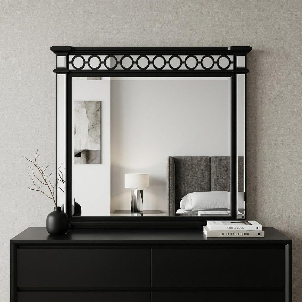 42" Gunmetal Wood Framed Mounted Dresser Mirror
