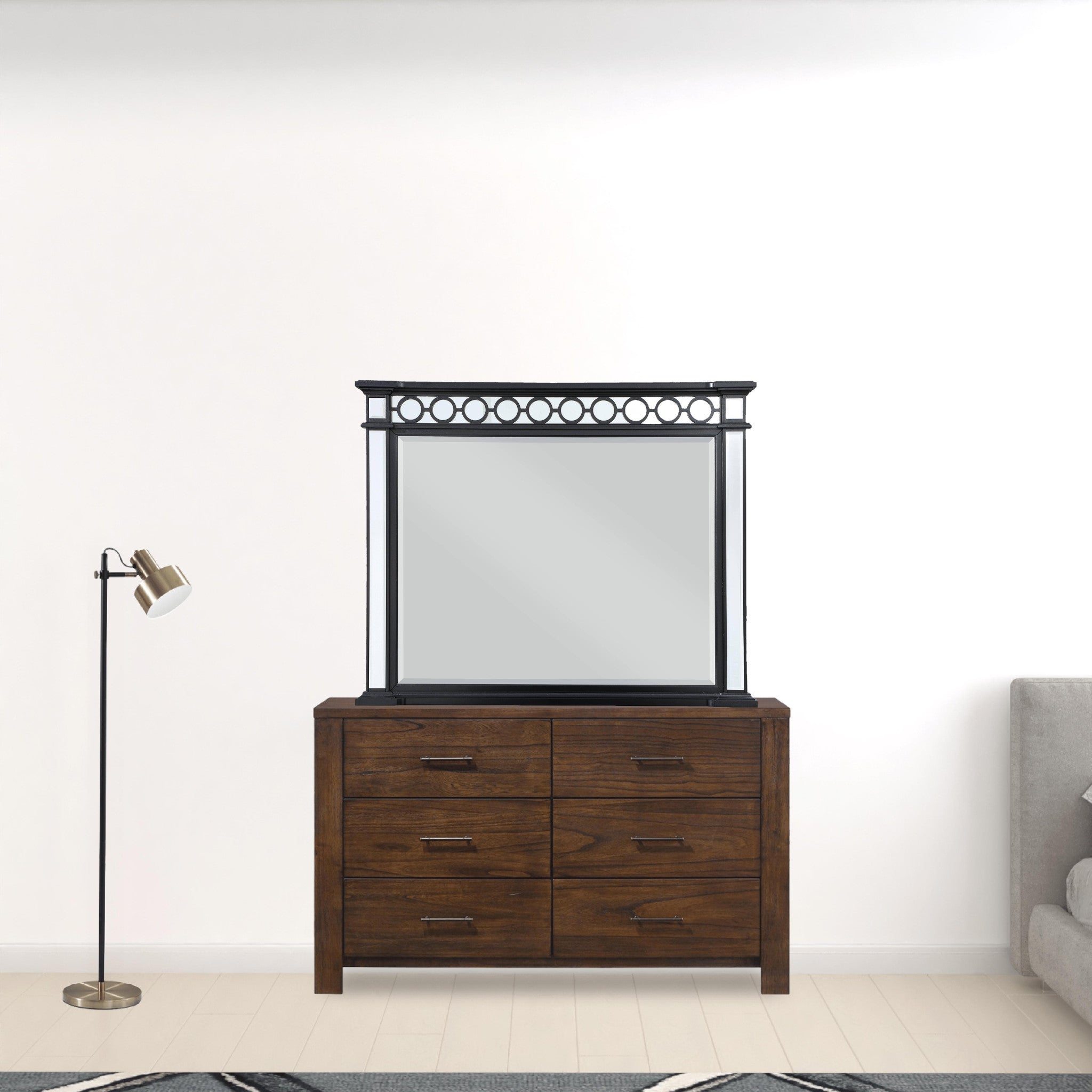 42" Gunmetal Wood Framed Mounted Dresser Mirror