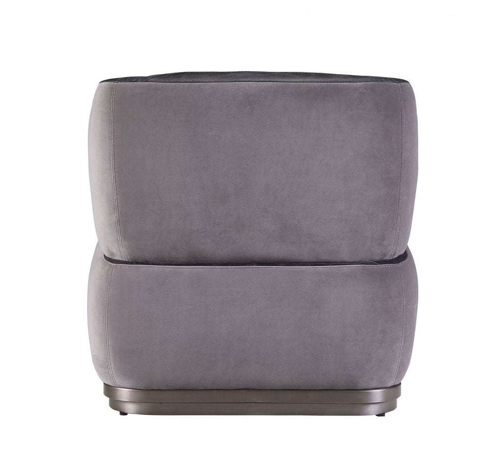 29" Slate Gray and Brown Velvet Slipper Chair