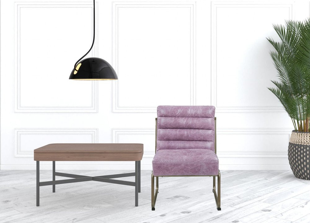 22" Wisteria and Steel Blue Top Grain Leather Ikat Side Chair