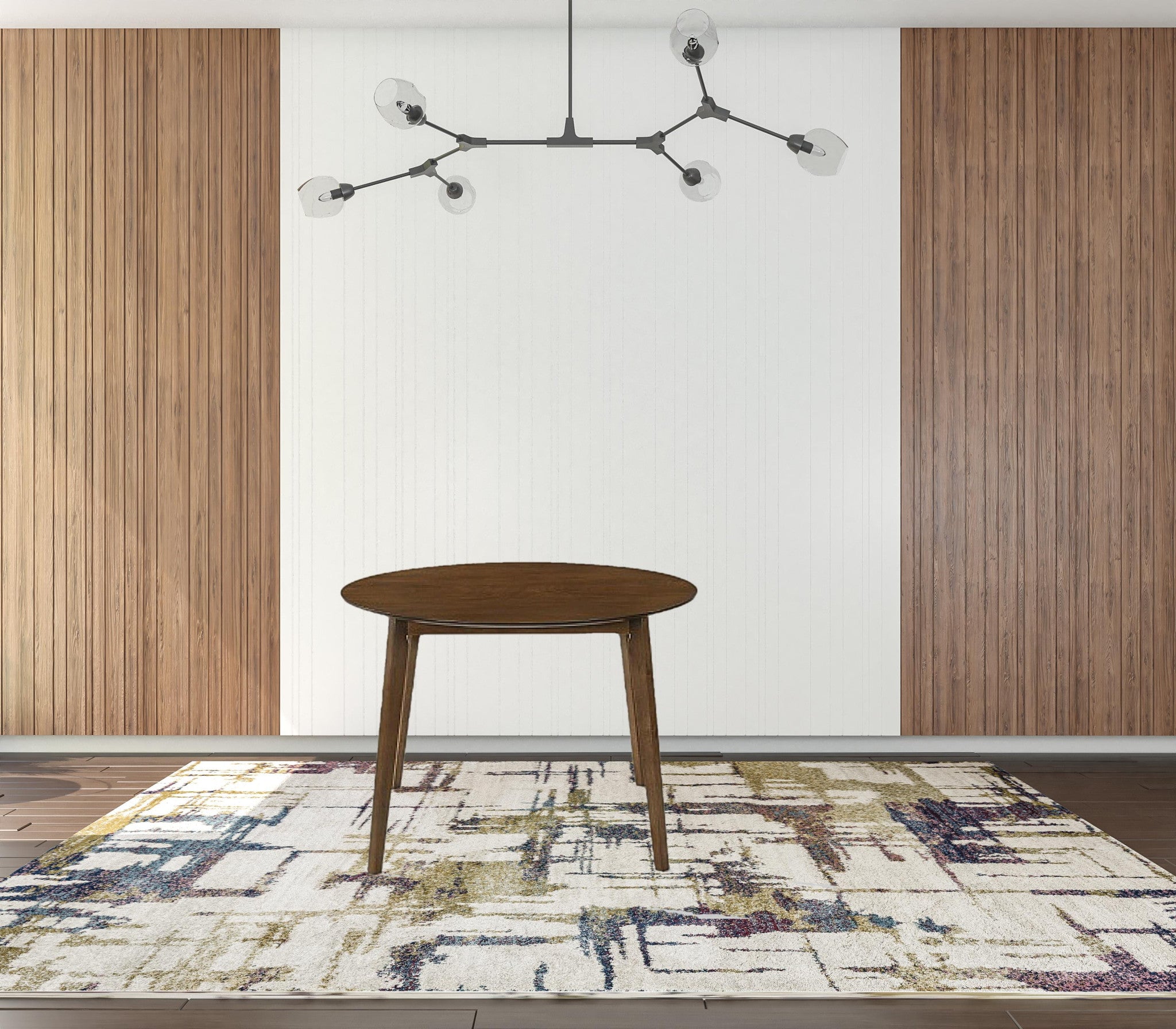 42" Brown Wood Round Top Dining Table