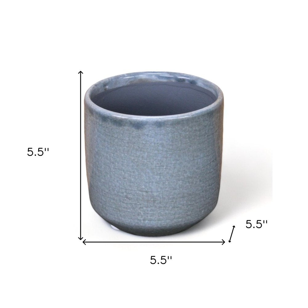 Gray Ceramic 44 Ounce Crackle Mosaic Round Distressed Pot Planter