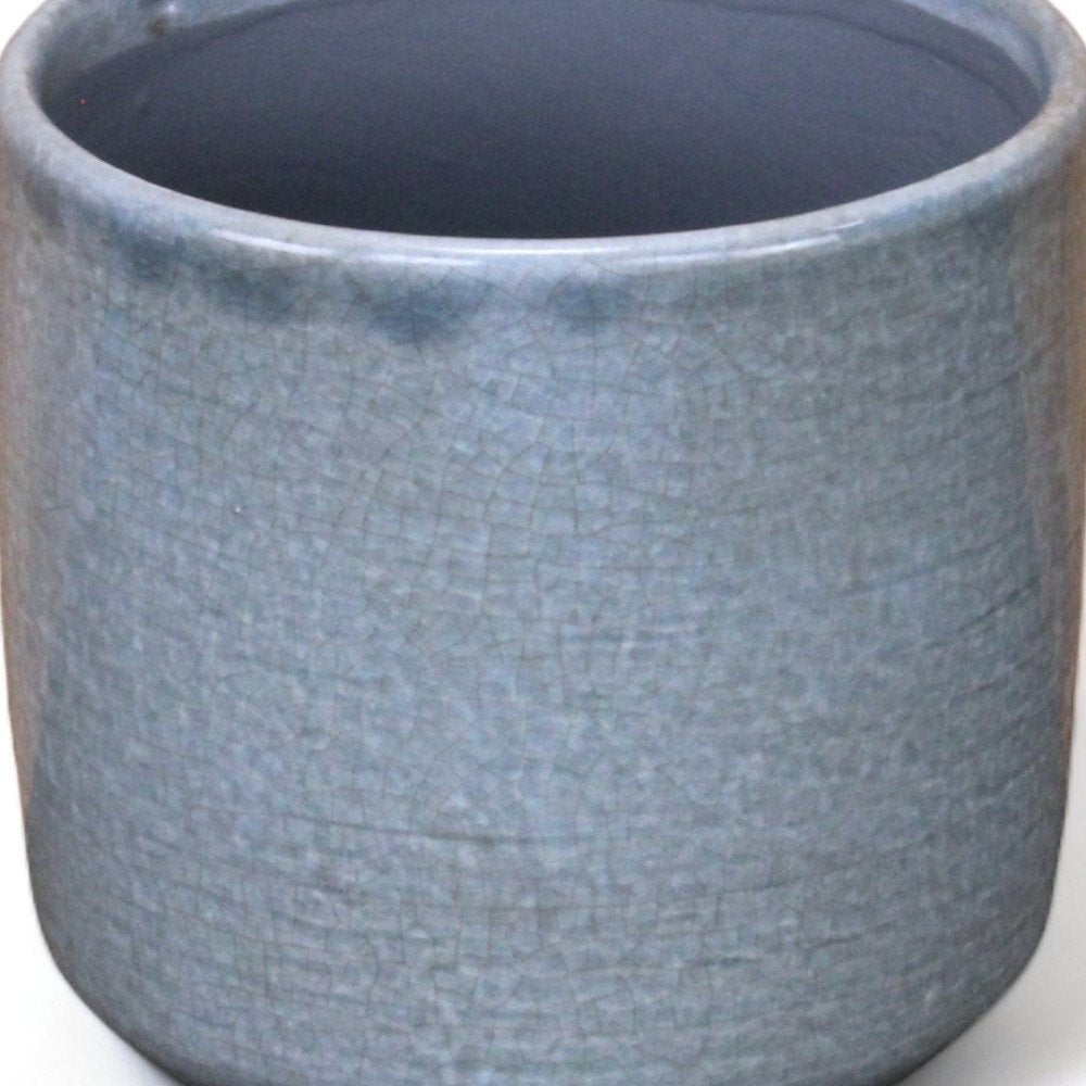 Gray Ceramic 44 Ounce Crackle Mosaic Round Distressed Pot Planter
