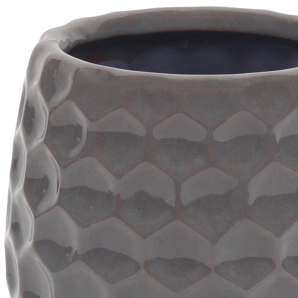 Gray Ceramic 15 Ounce Round Distressed Pot Planter