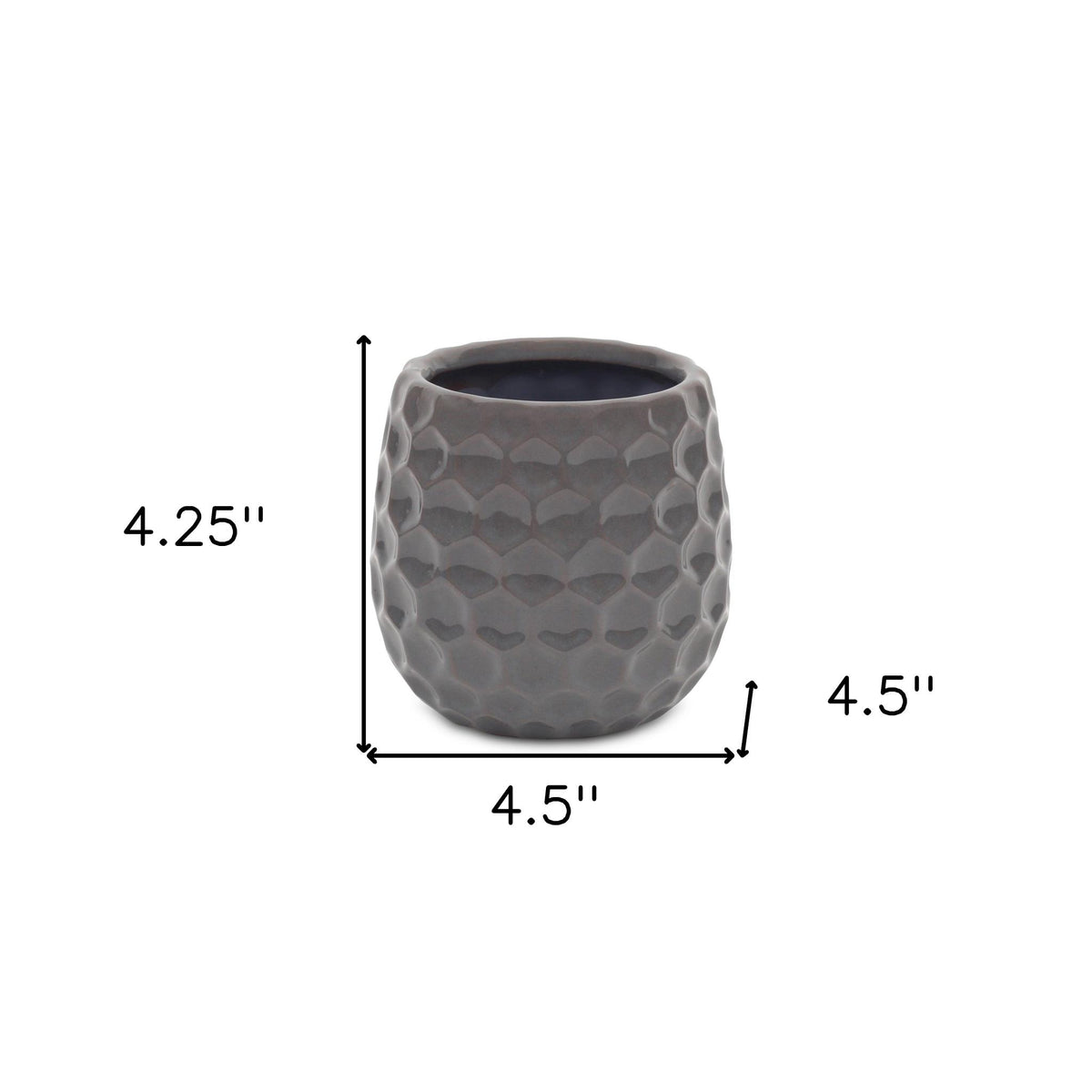 Gray Ceramic 15 Ounce Round Distressed Pot Planter