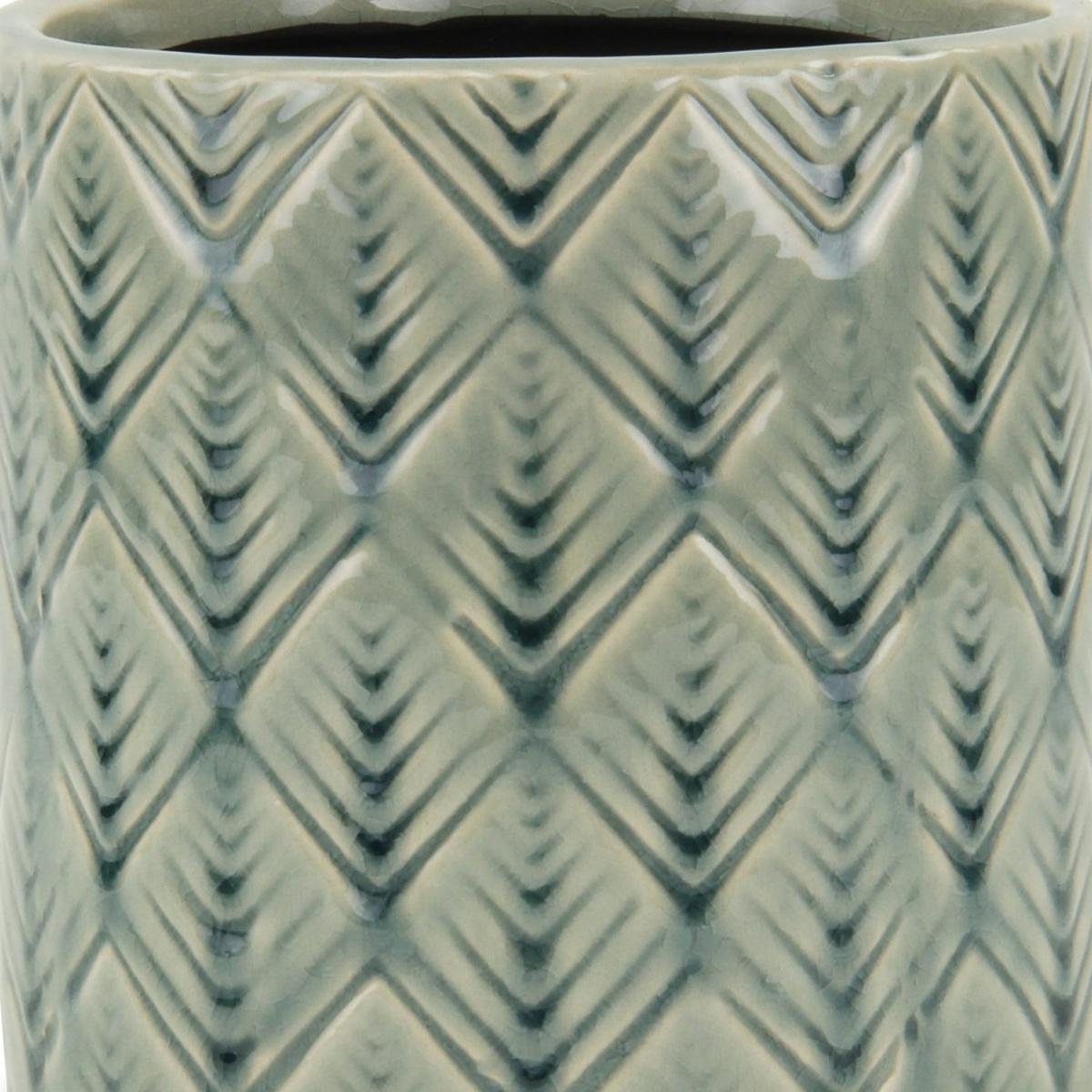 6" Green Geometric Ceramic Indoor Outdoor Round Pot Planter