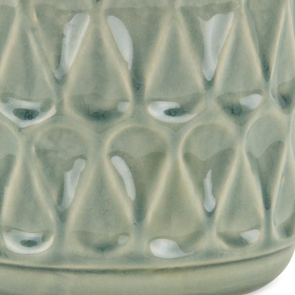 Green Ceramic 10 Ounce Geometric Round Distressed Pot Planter
