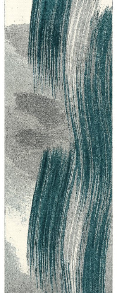 13' Blue And White Abstract Shag Runner Rug