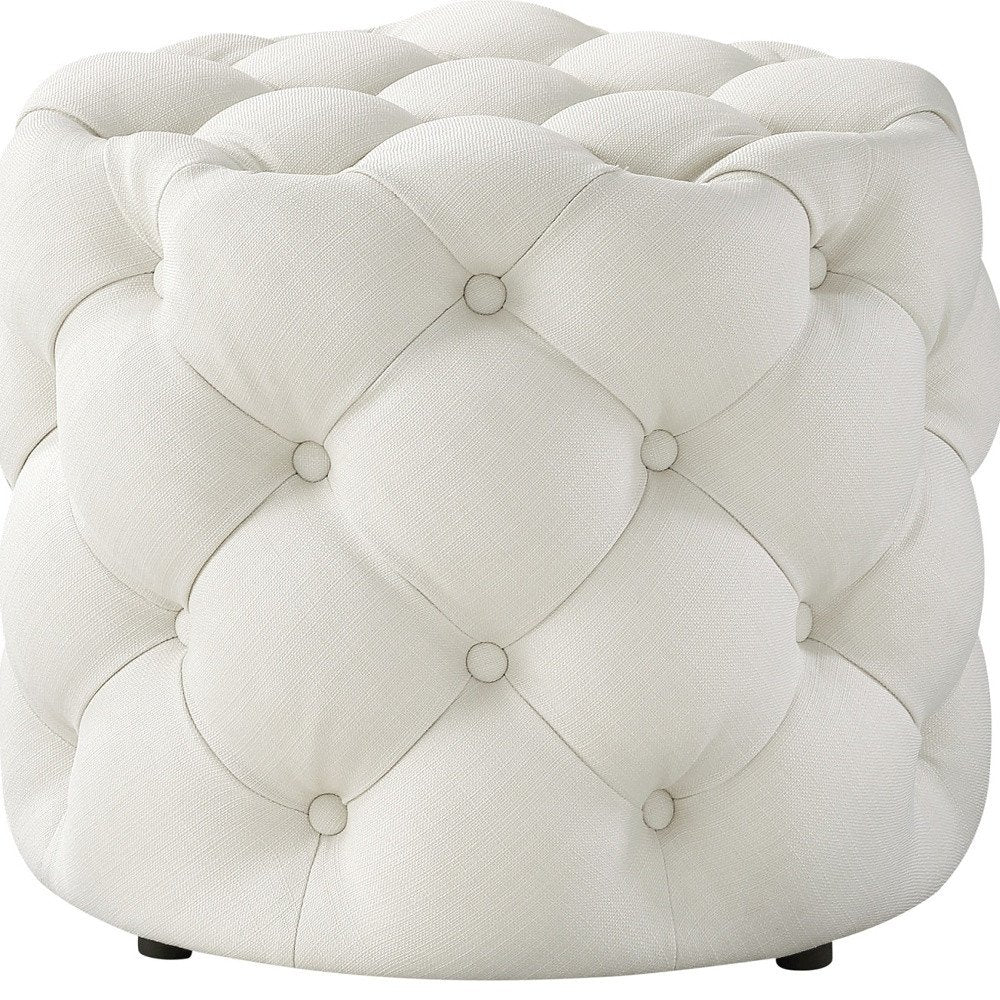 21" Blush Velvet Tufted Round Ottoman