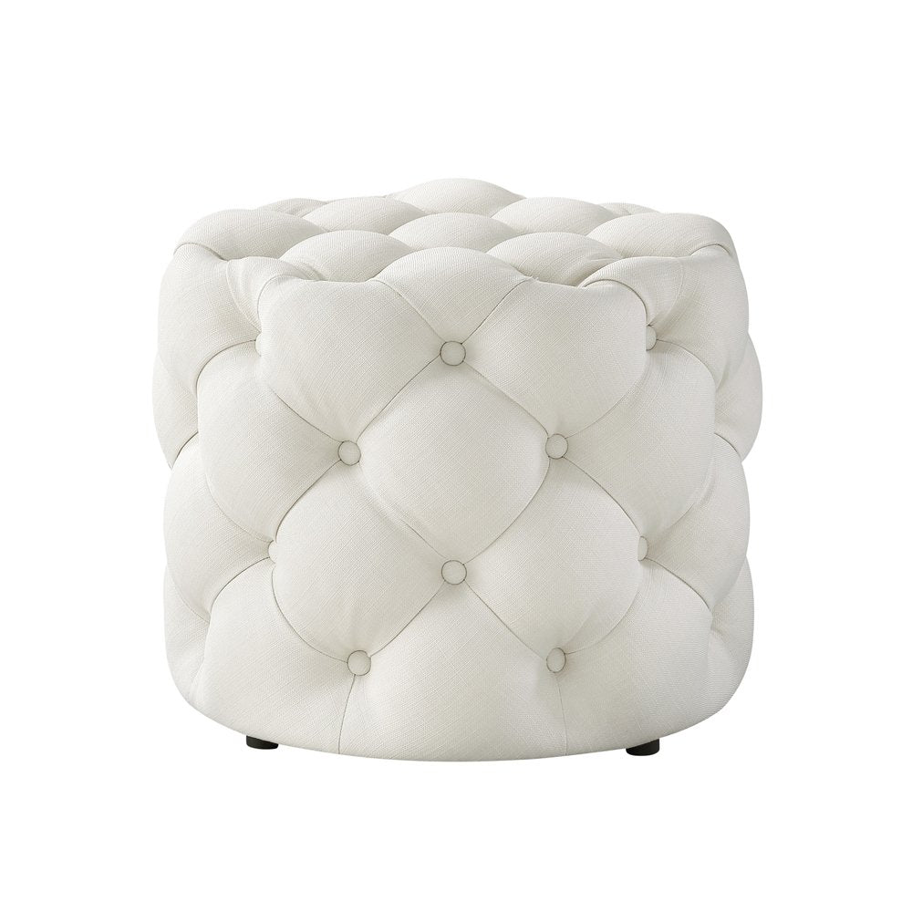 21" Blush Velvet Tufted Round Ottoman