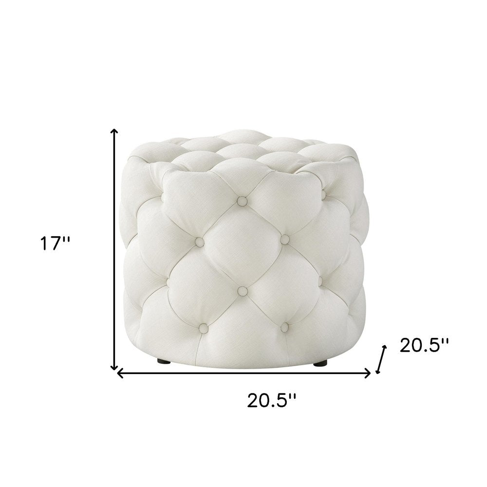 21" Blush Velvet Tufted Round Ottoman