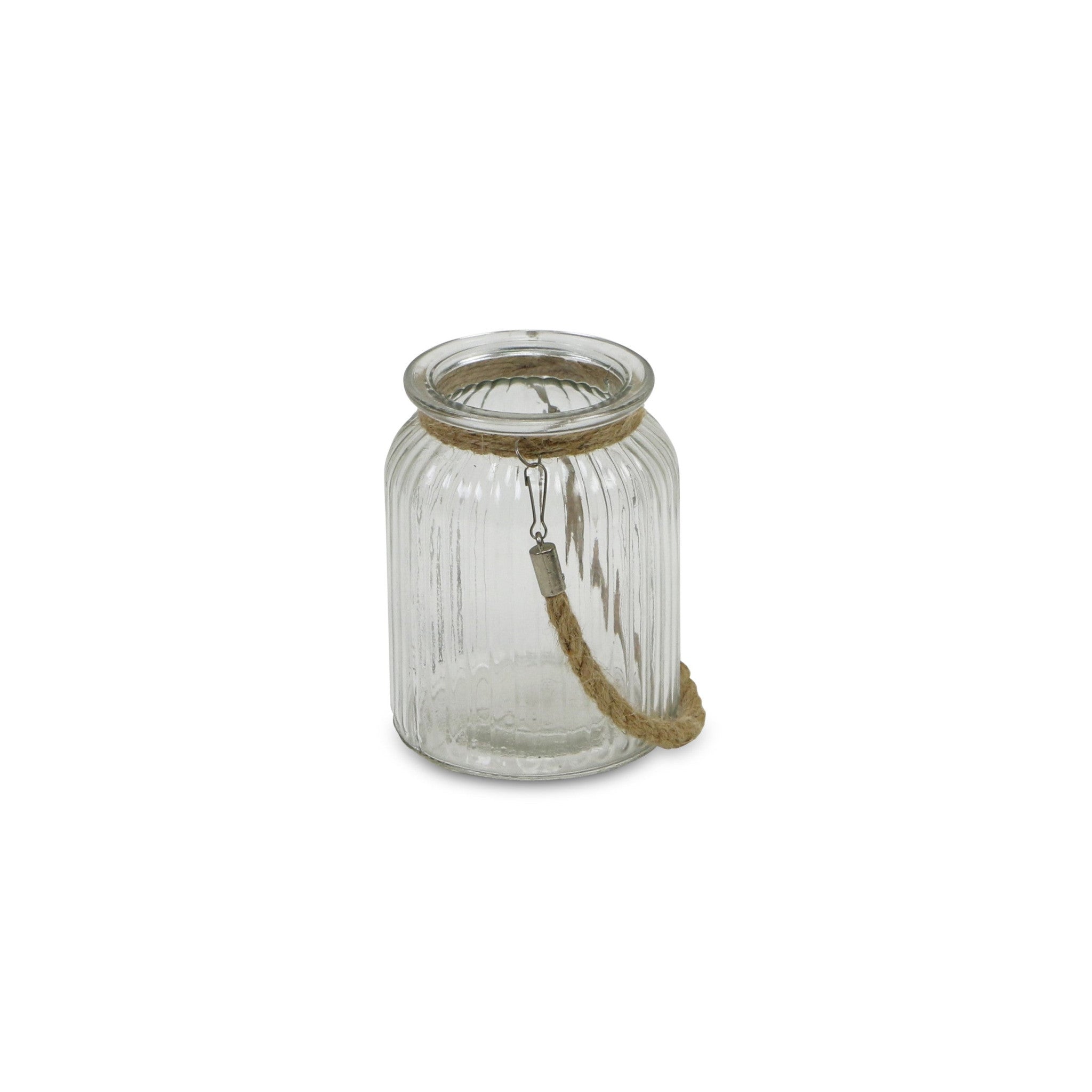 5.75" Clear Brown Glass Jar with Rope