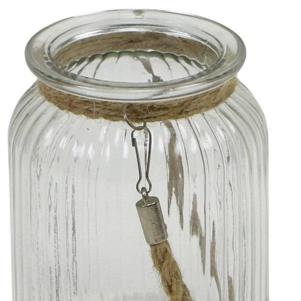 6" Clear and Brown Glass Tabletop Lantern Candle Holder