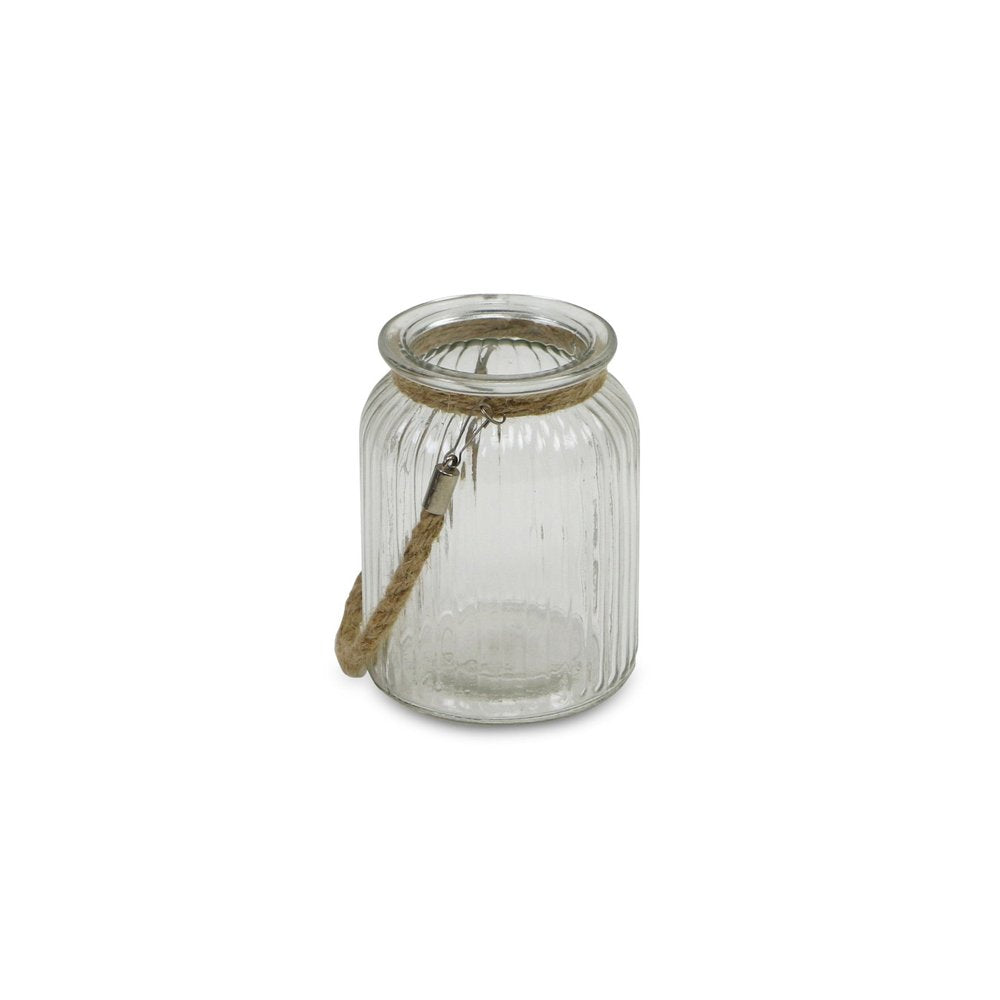 6" Clear and Brown Glass Tabletop Lantern Candle Holder