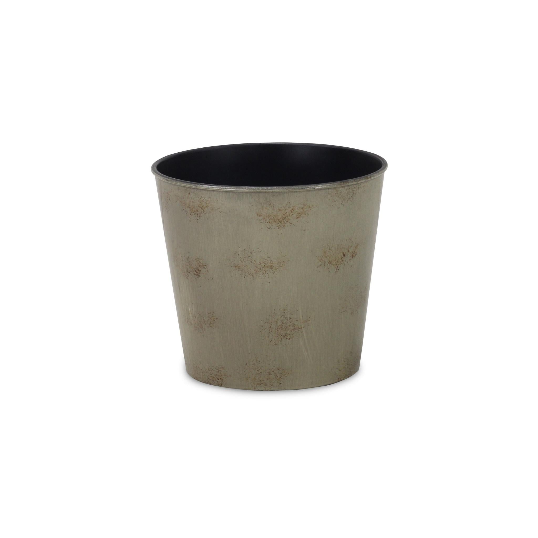 7" Gray Recycled Plastic Indoor Outdoor Round Pot Planter